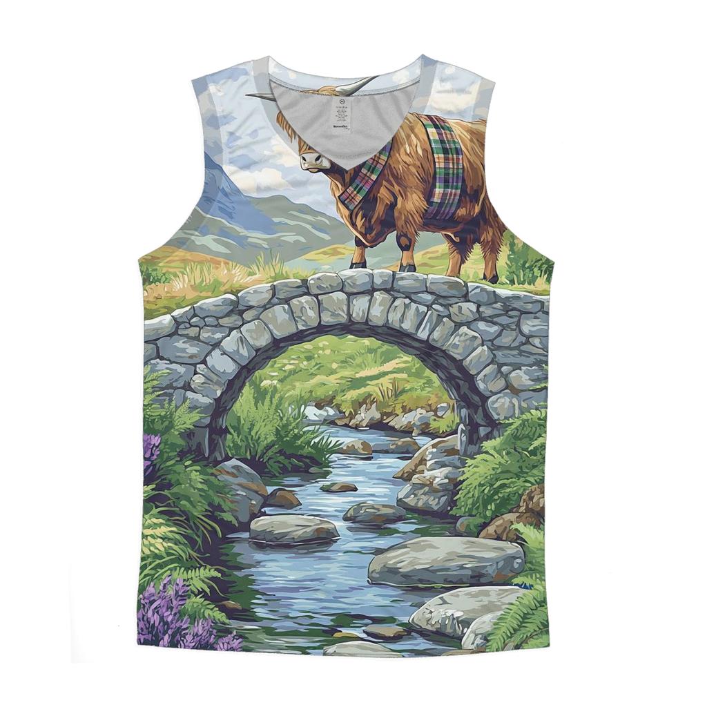 Highland Cow Bridgekeeper At The Glen casual summer tank tops