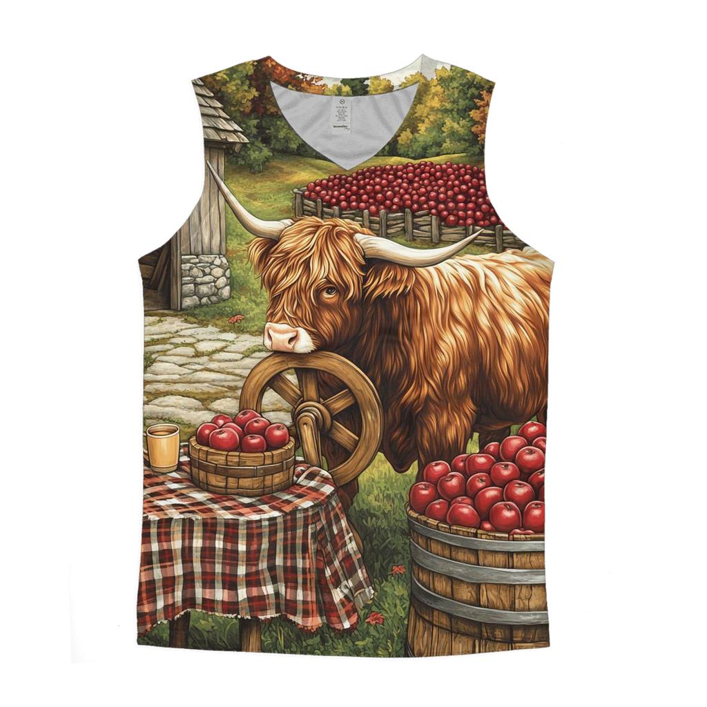 Highland Cow Orchard Cider Press graphic print tank tops