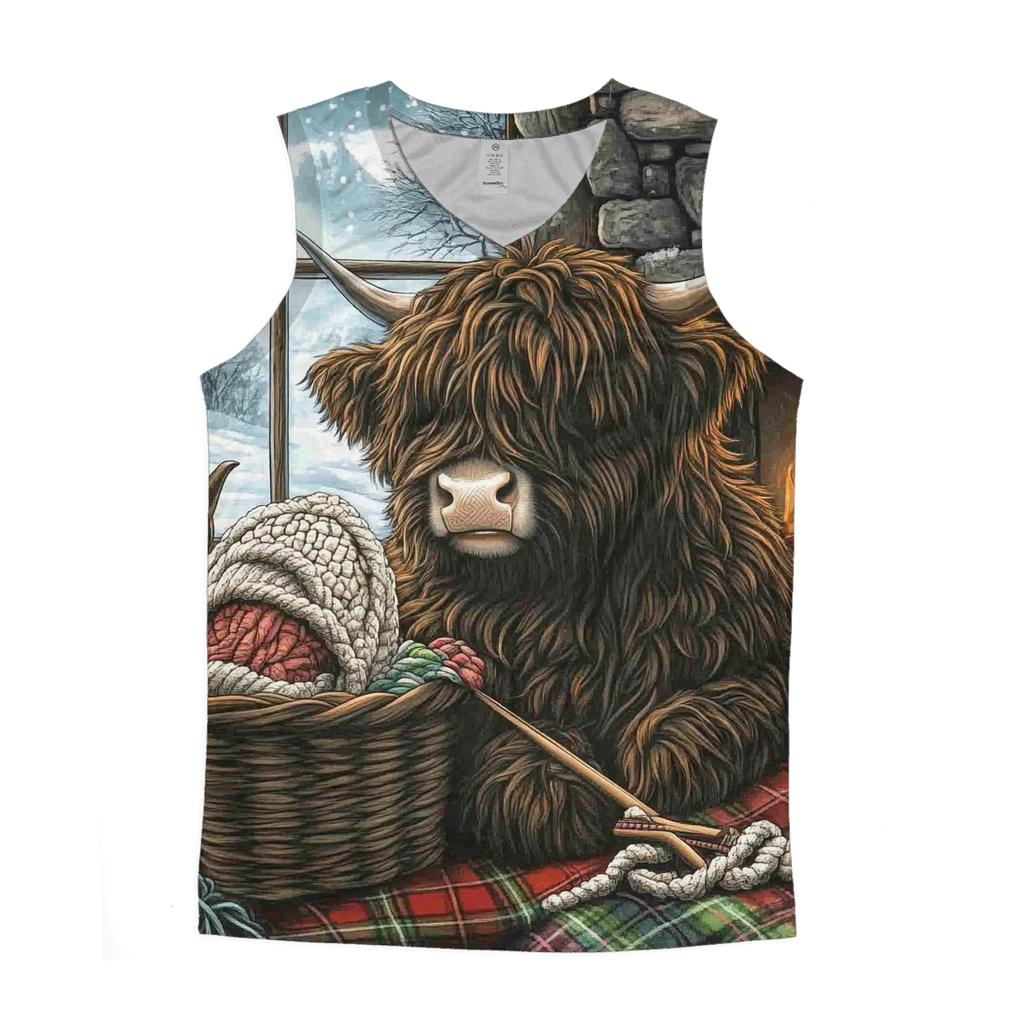 Highland Cow Winter Wool Hat Knitter graphic print tank tops