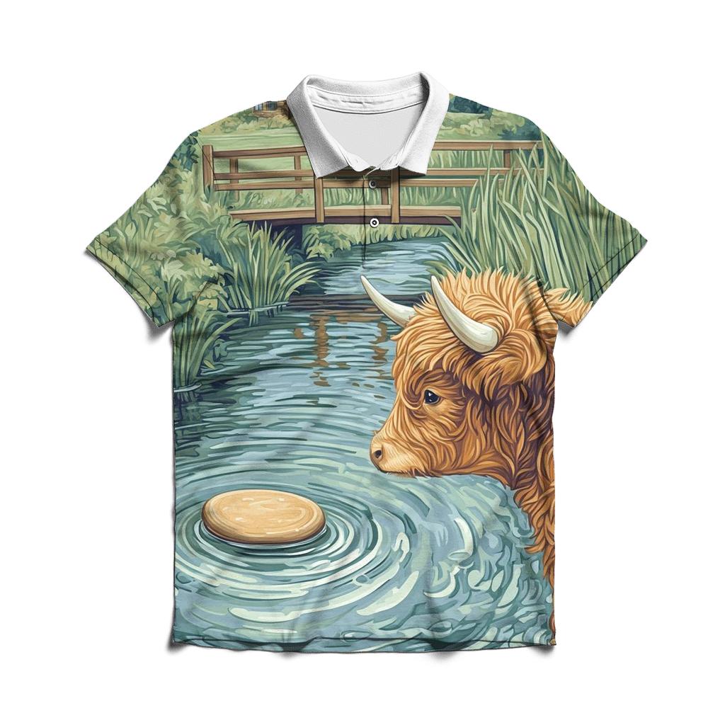 Highland Cow Riverstone Skipping Lesson personalized polo shirts