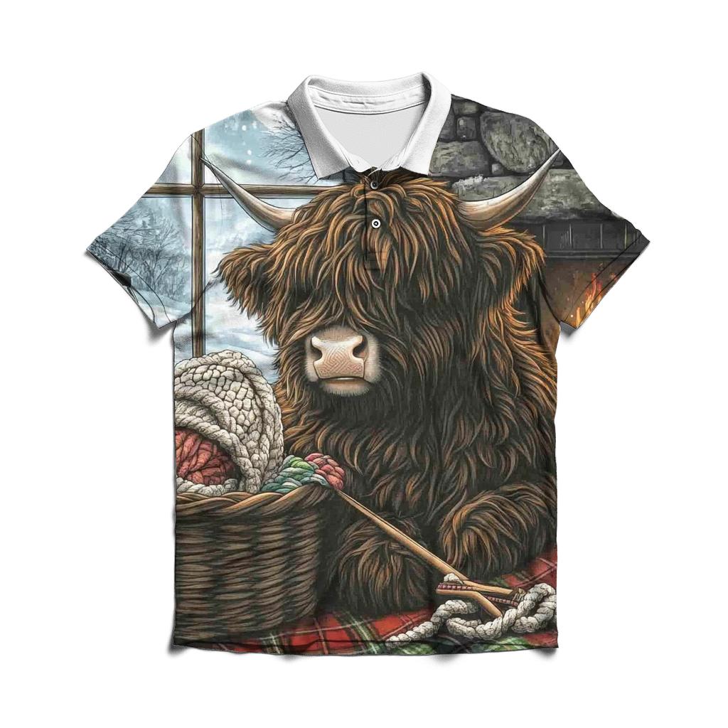 Highland Cow Winter Wool Hat Knitter classic pique polos