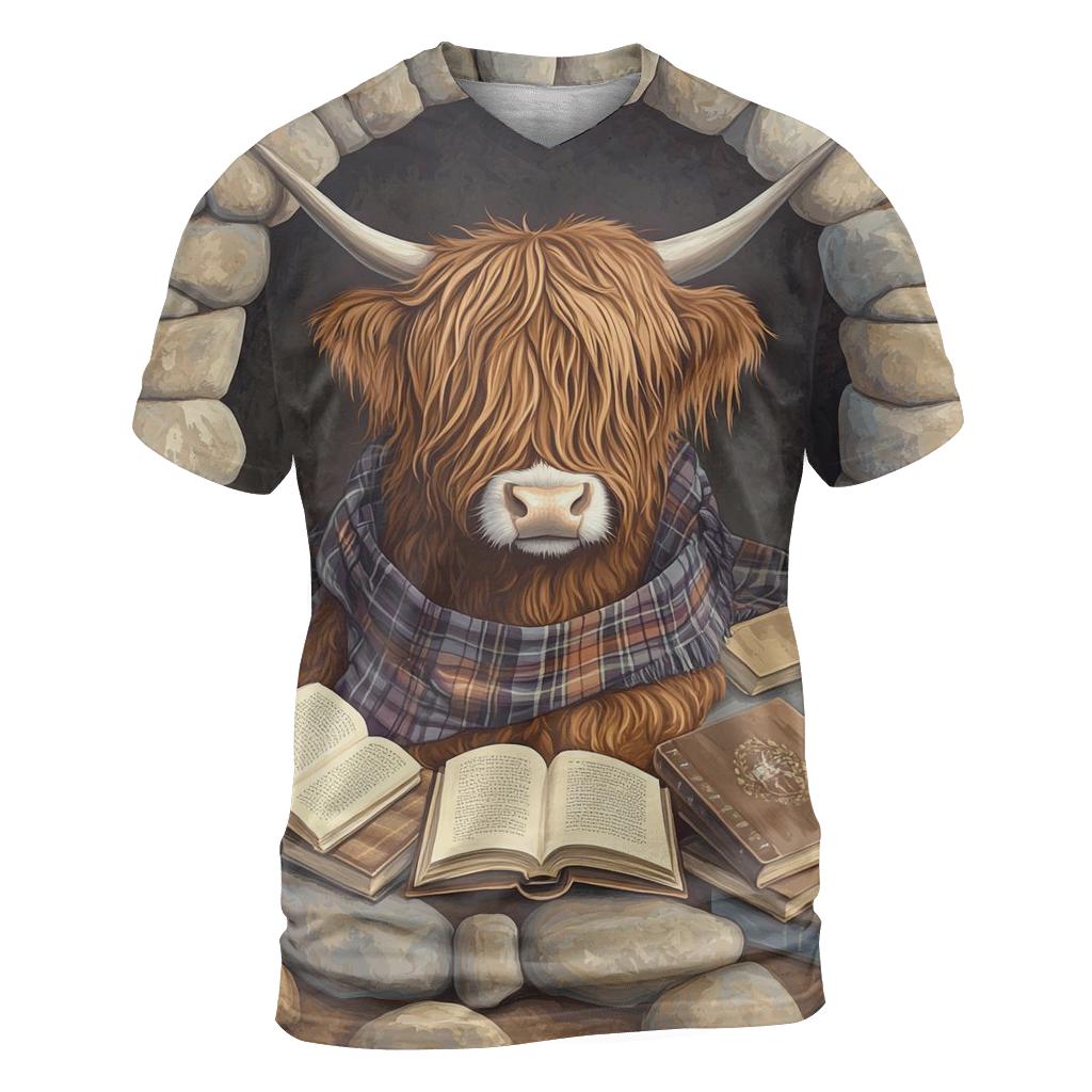 Highland Cow In The Stone Circle Library statement graphic shirts