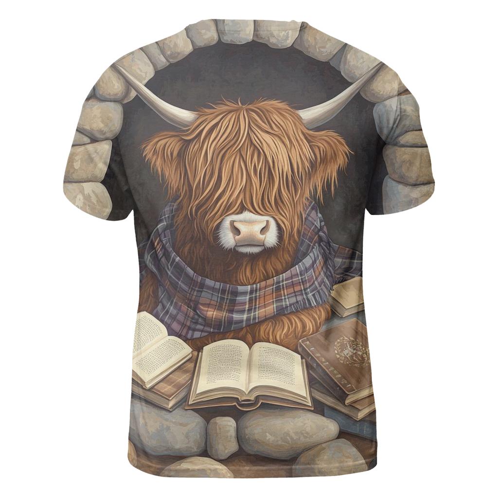 Highland Cow In The Stone Circle Library statement graphic shirts