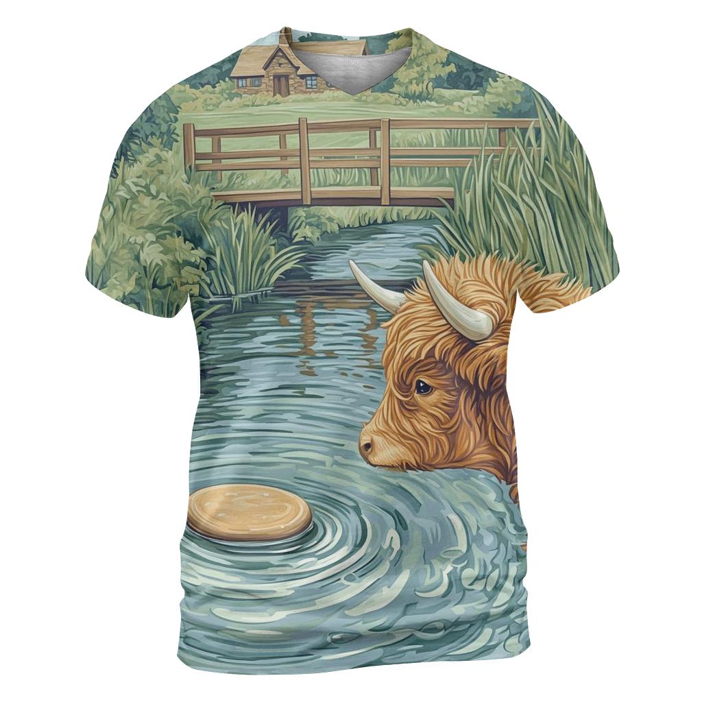 Highland Cow Riverstone Skipping Lesson custom all-over print shirts