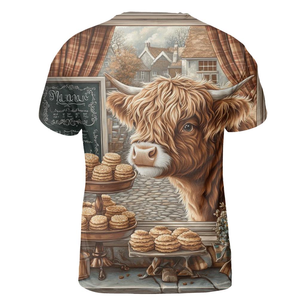 Highland Cow Bakery Window Display creative print fashion shirts