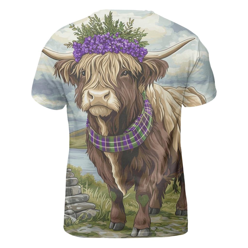 Highland Cow With Heather Crown Ceremony personalized full print shirts