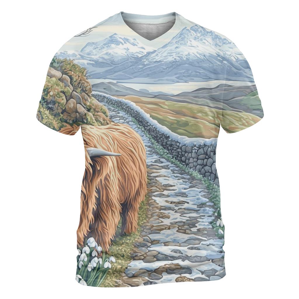 Highland Cow Snowdrop Path Guardian statement graphic shirts
