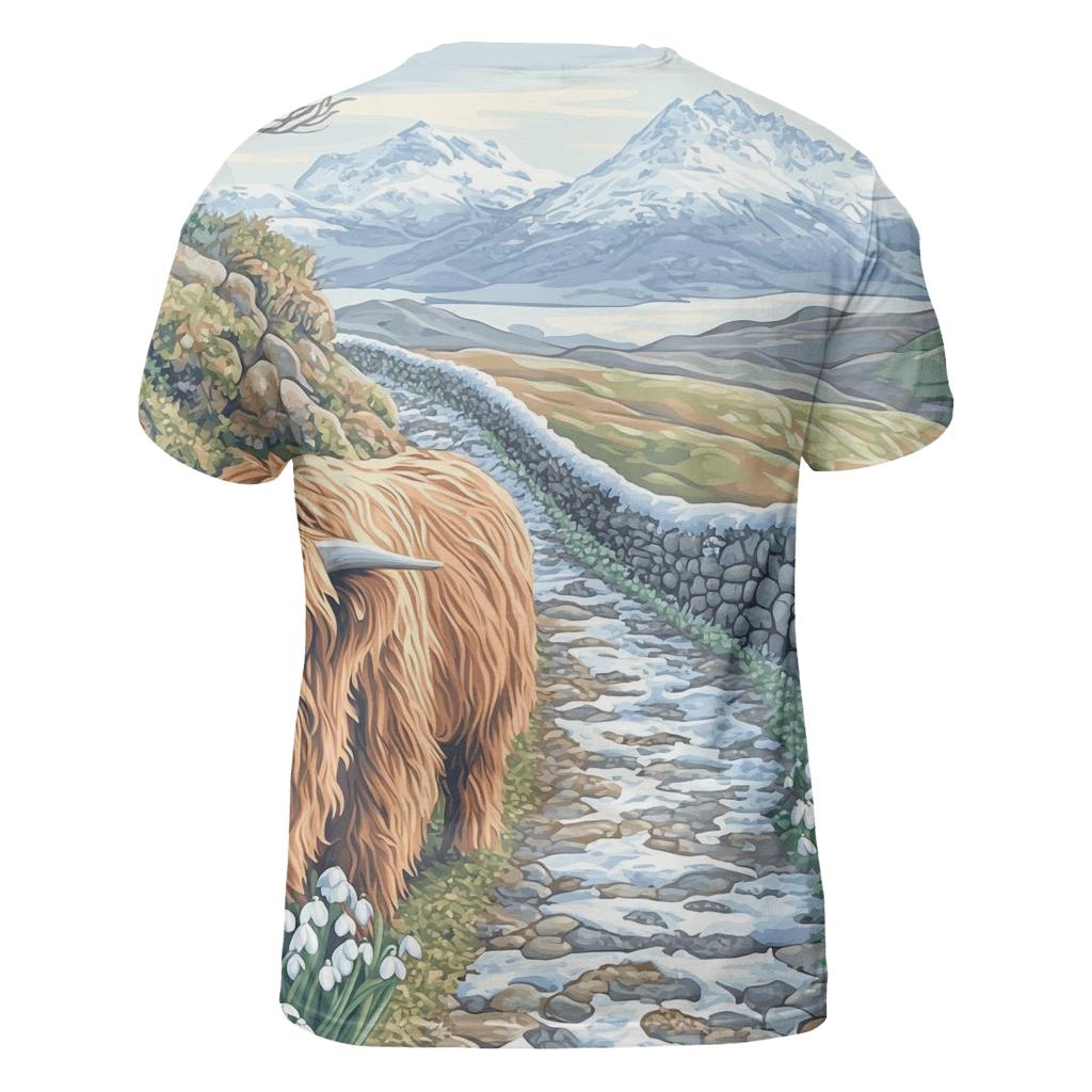 Highland Cow Snowdrop Path Guardian statement graphic shirts