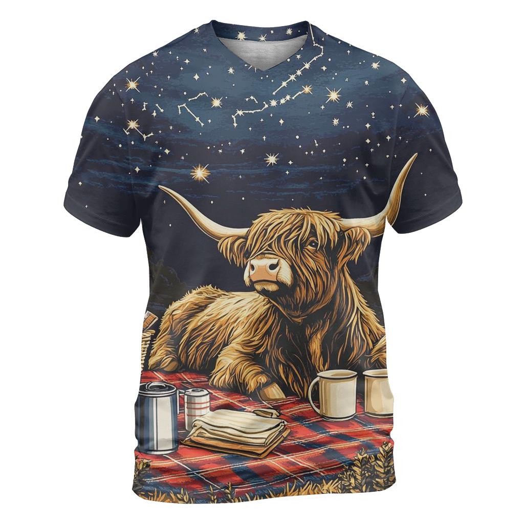 Highland Cow Stargazing Picnic Blanket custom all-over print shirts