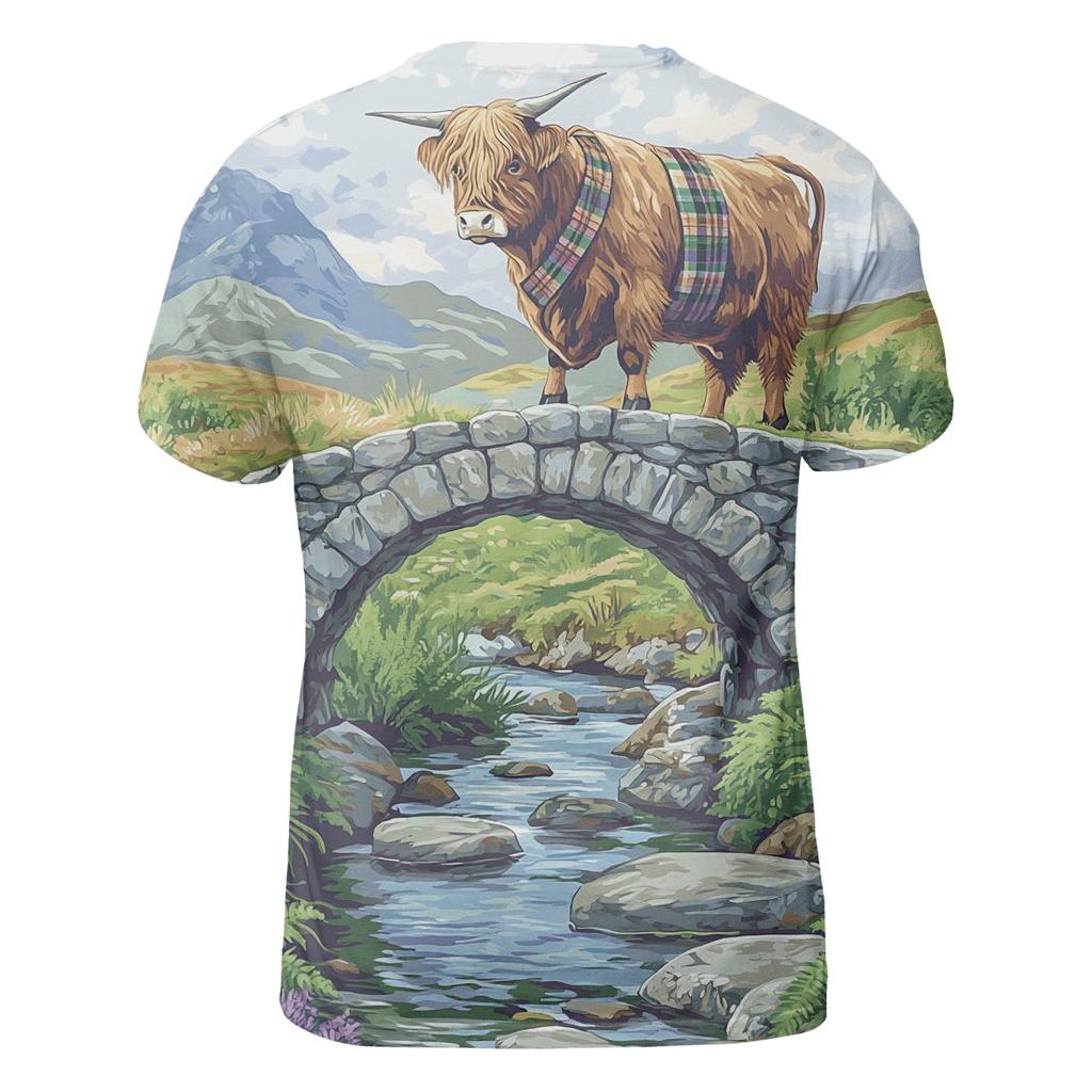 Highland Cow Bridgekeeper At The Glen artistic all-over print tops