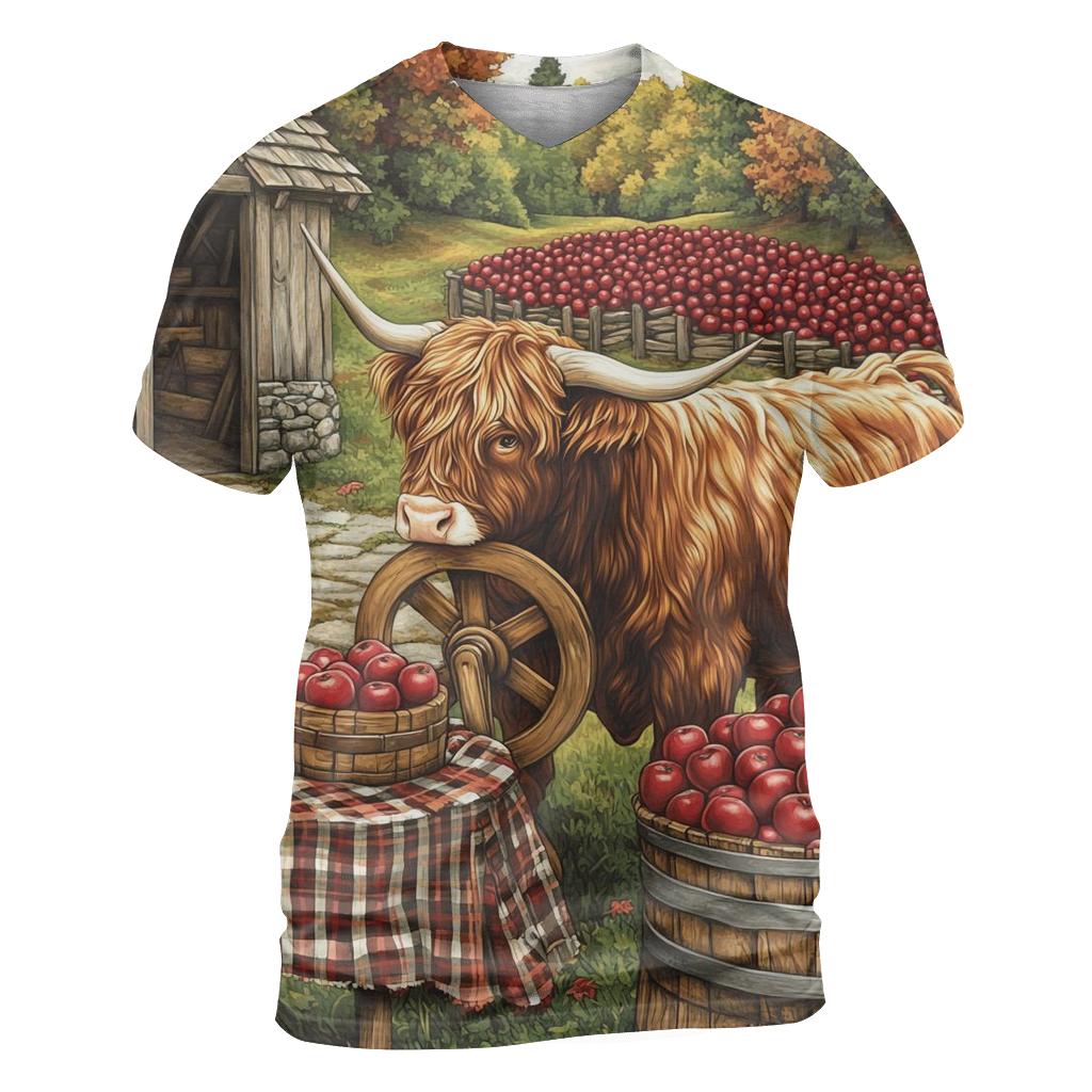 Highland Cow Orchard Cider Press designer pattern shirts