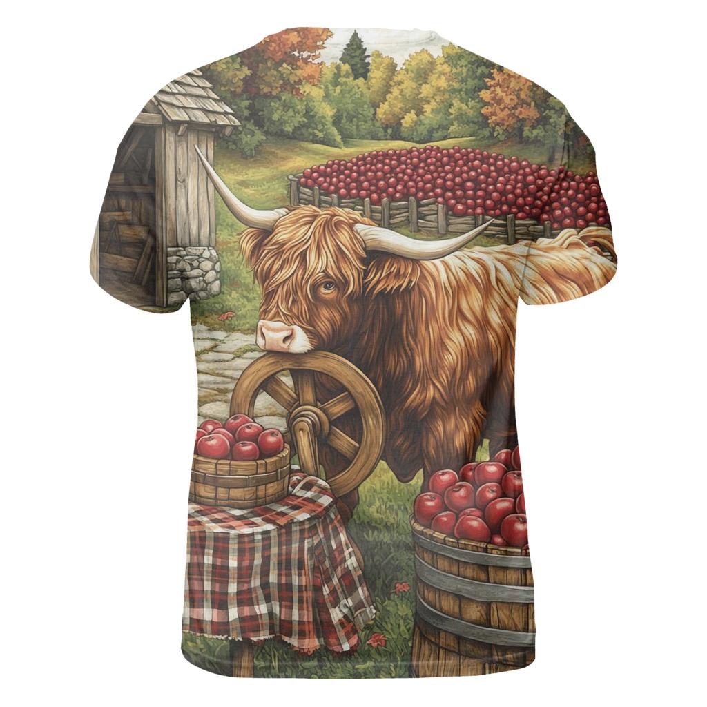 Highland Cow Orchard Cider Press designer pattern shirts