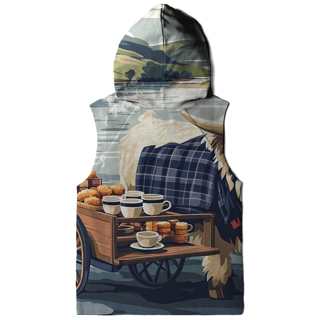 Tea Cart By The Loch With Highland Cow hoodie designs