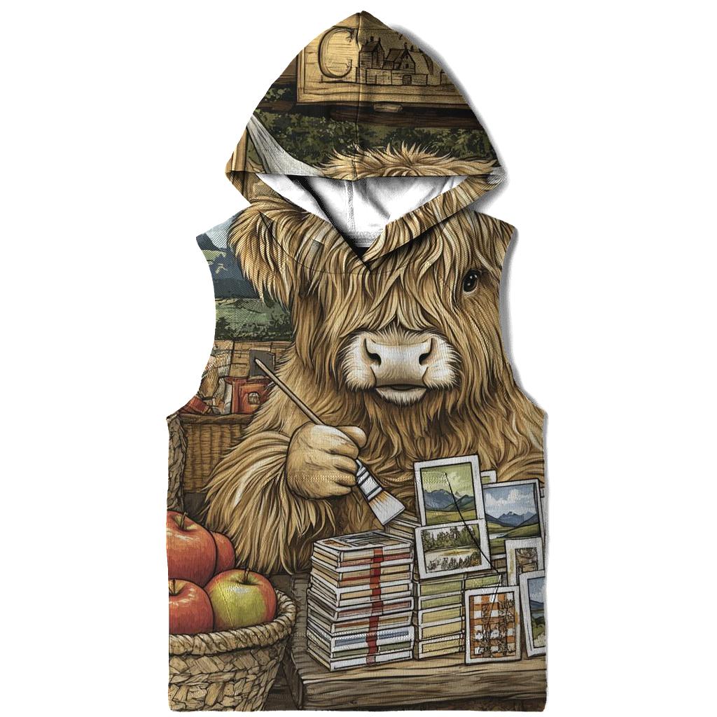 Highland Cow Postcard Painter At The Market hoodies fashion
