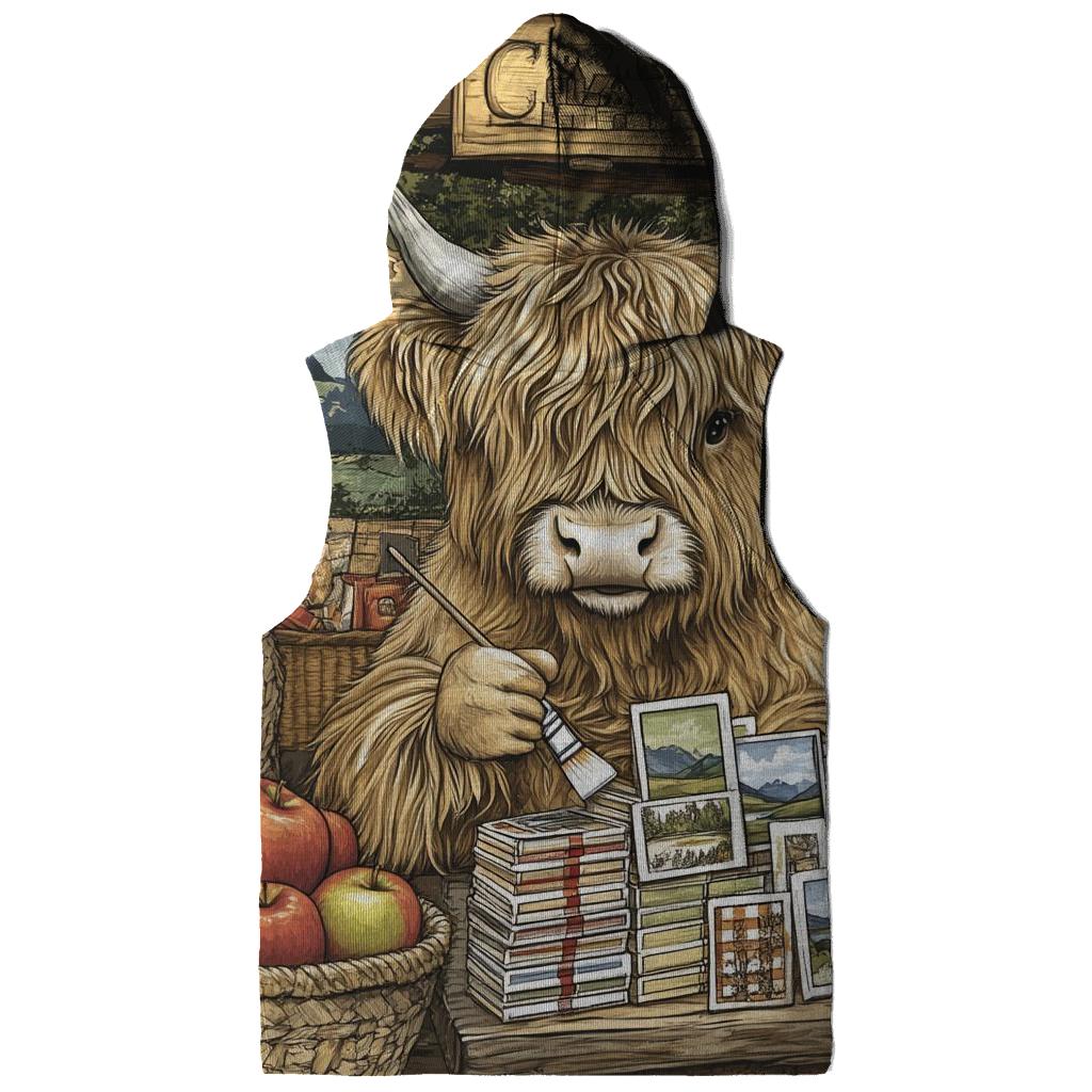 Highland Cow Postcard Painter At The Market hoodies fashion