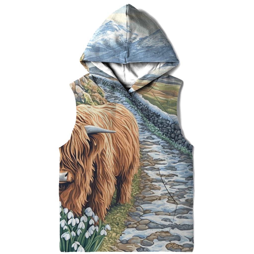 Highland Cow Snowdrop Path Guardian embroidered hoodies