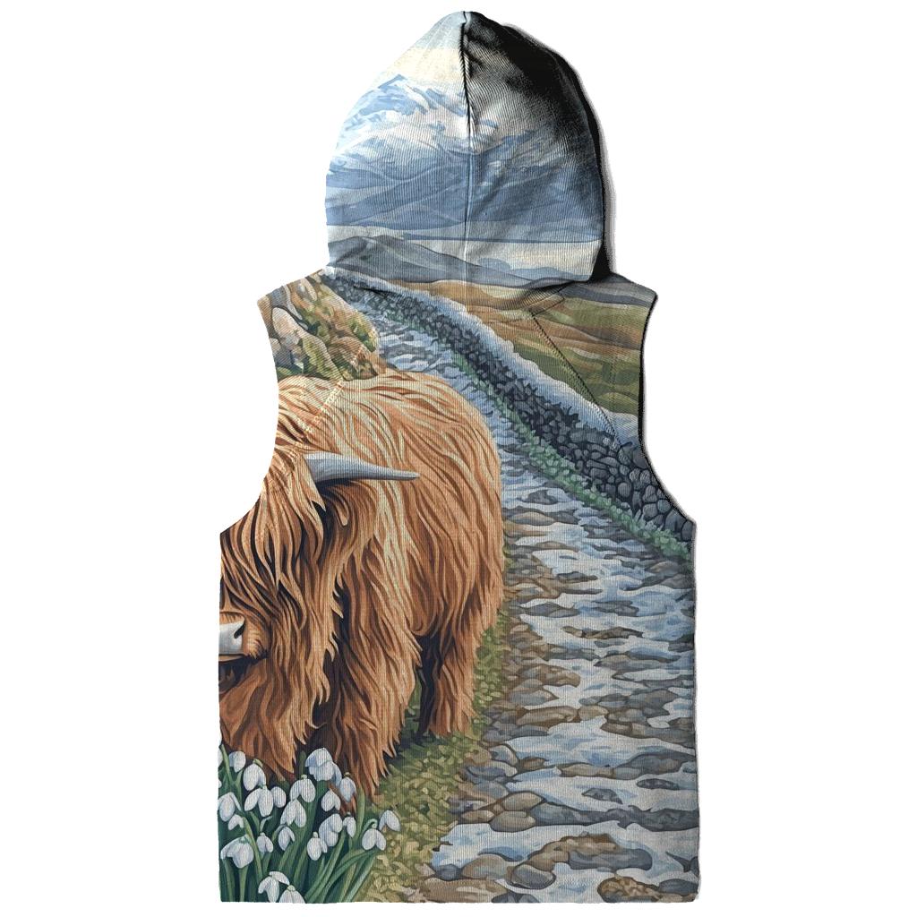 Highland Cow Snowdrop Path Guardian embroidered hoodies