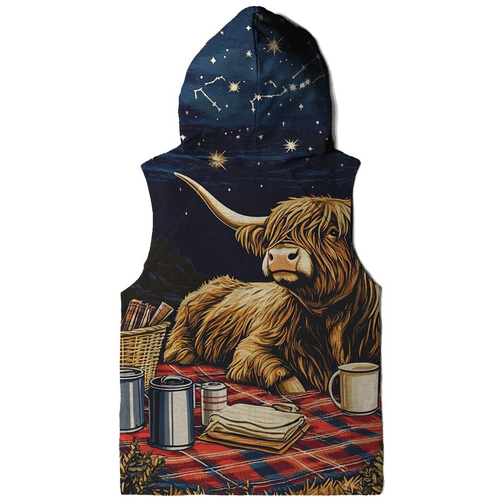 Highland Cow Stargazing Picnic Blanket pullover hoodies