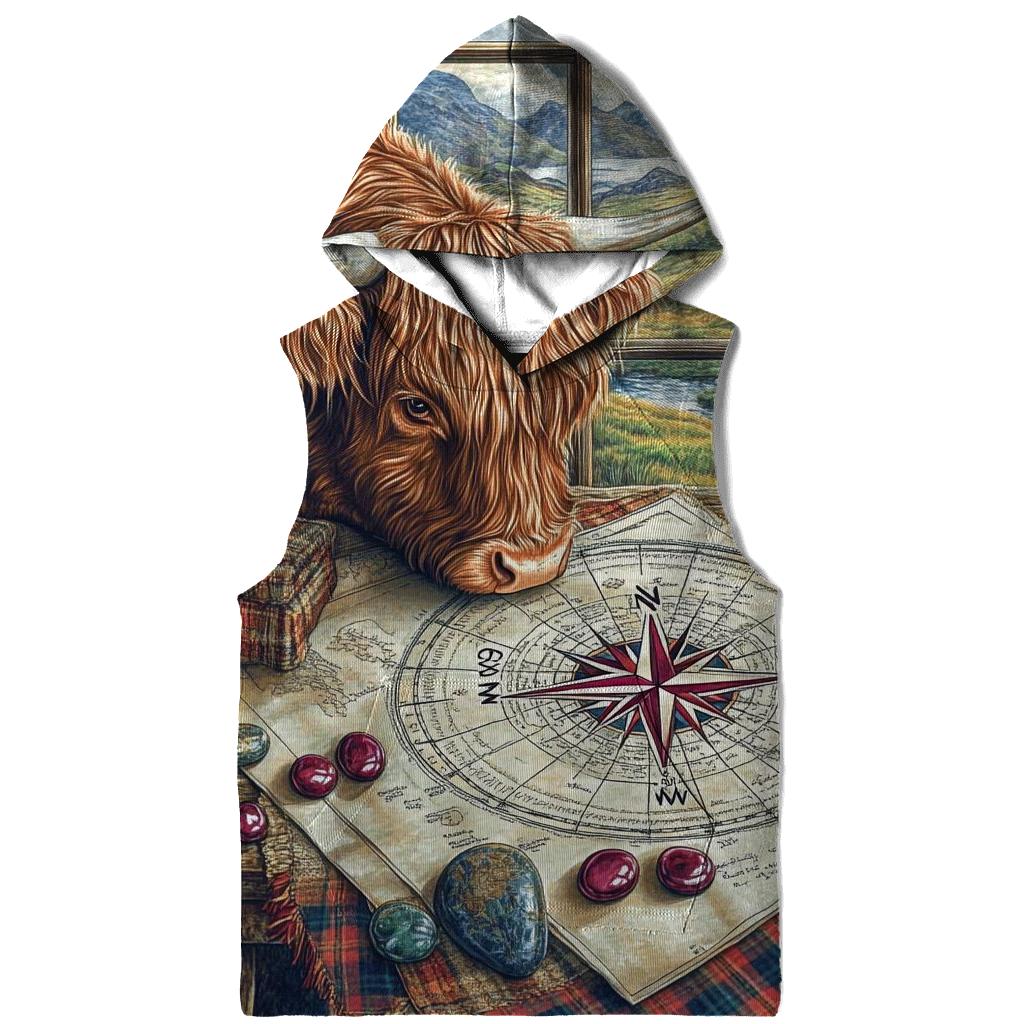Highland Cow Compass Rose Mapmaker premium hoodies