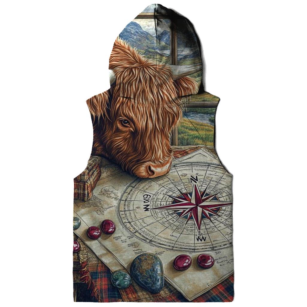 Highland Cow Compass Rose Mapmaker premium hoodies