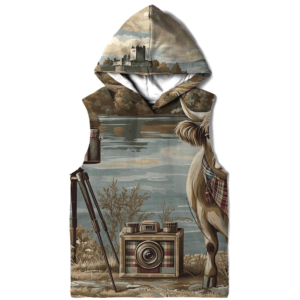 Vintage Camera Portrait Highland Cow printed hoodies