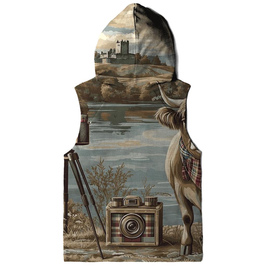 Vintage Camera Portrait Highland Cow printed hoodies