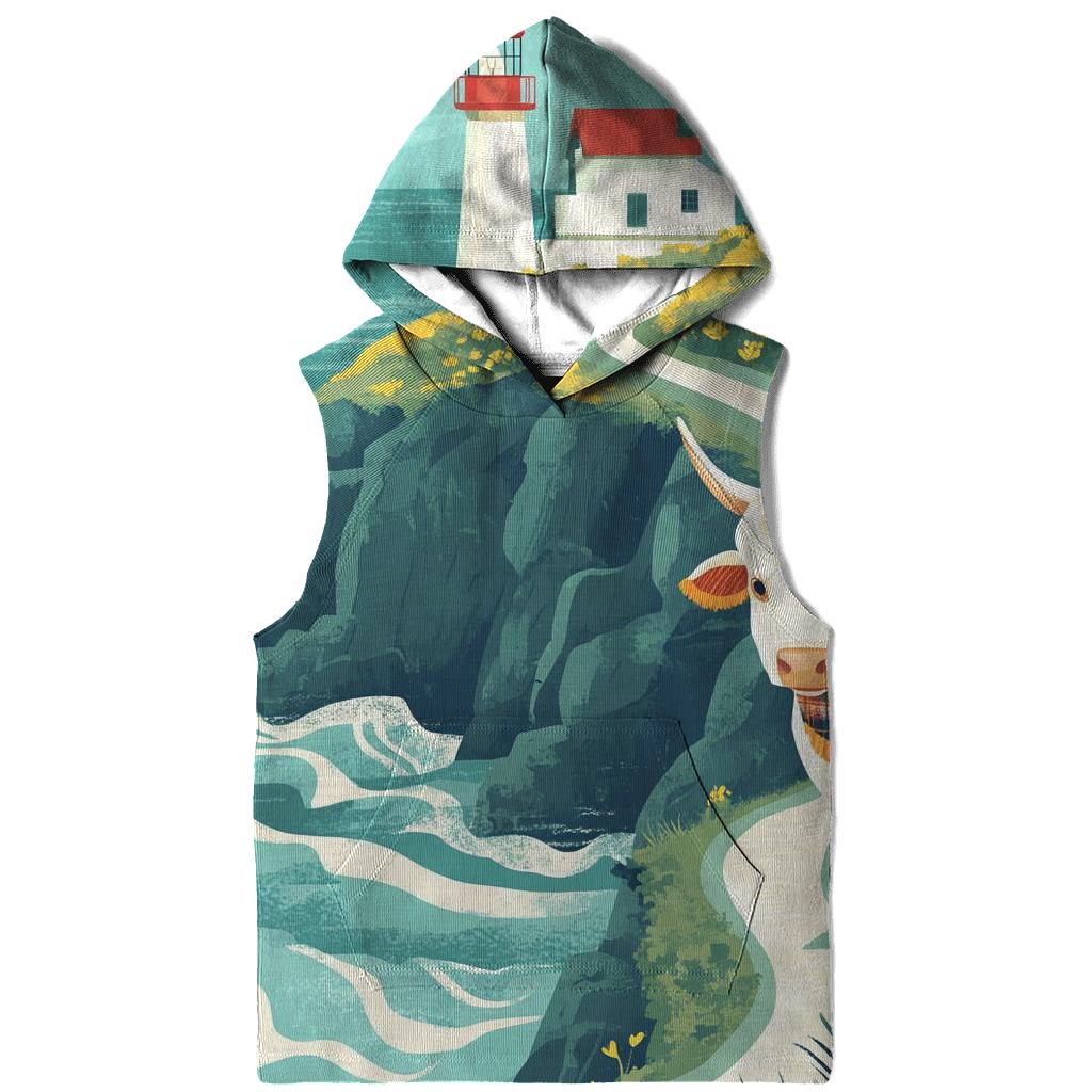 Highland Cow And The Lighthouse Cliff Path custom hoodies