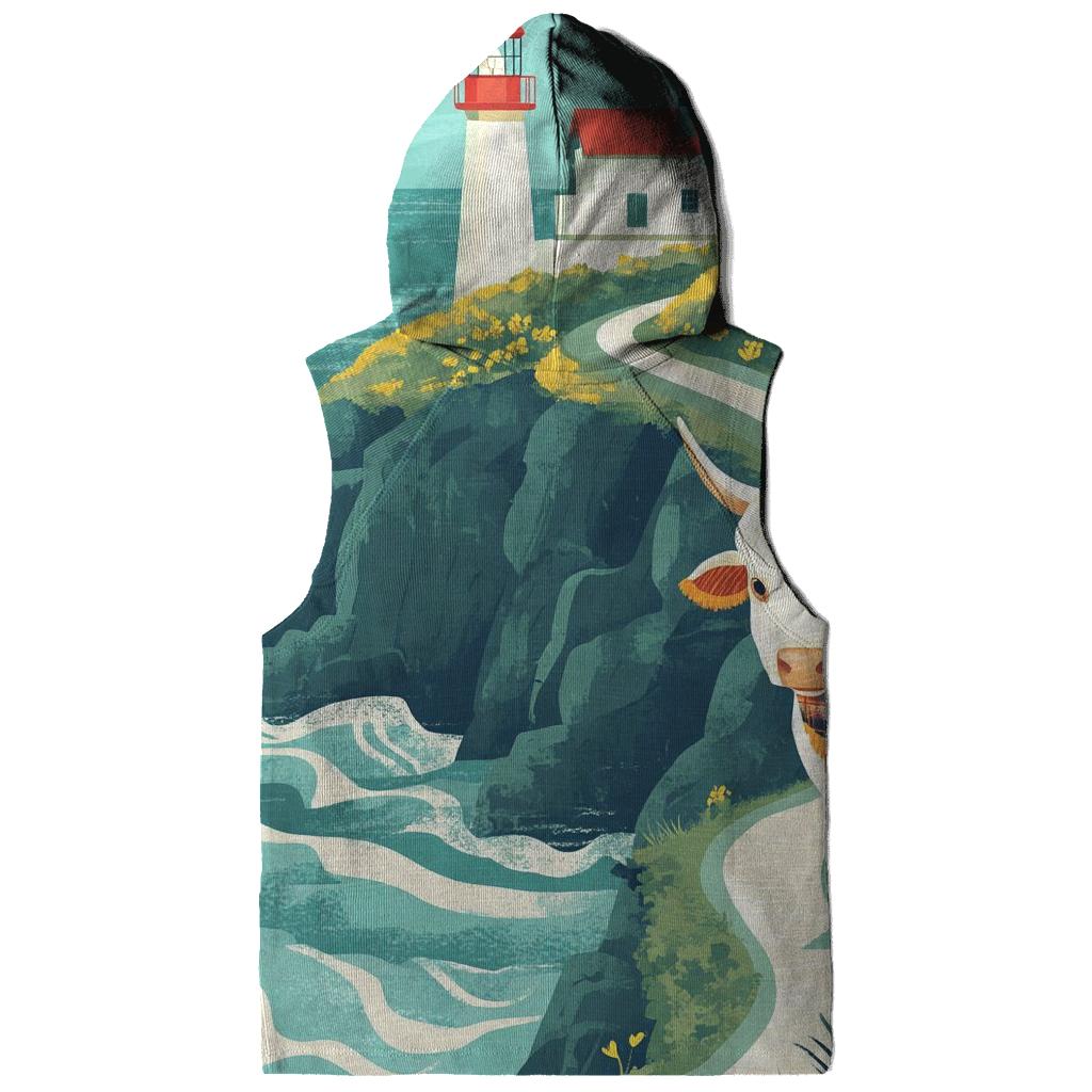 Highland Cow And The Lighthouse Cliff Path custom hoodies