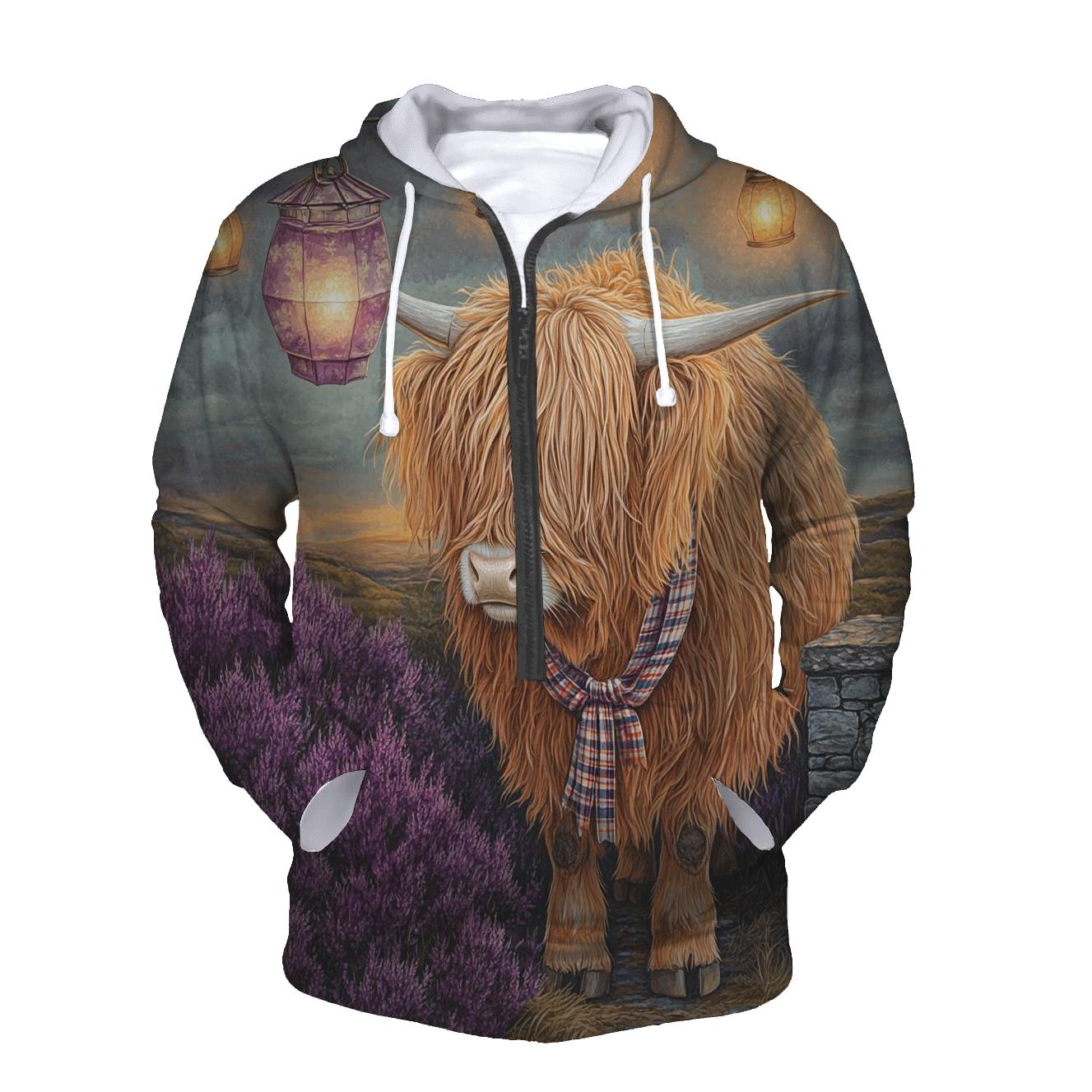 Highland Cow Lantern Festival On The Moor pullover hoodies