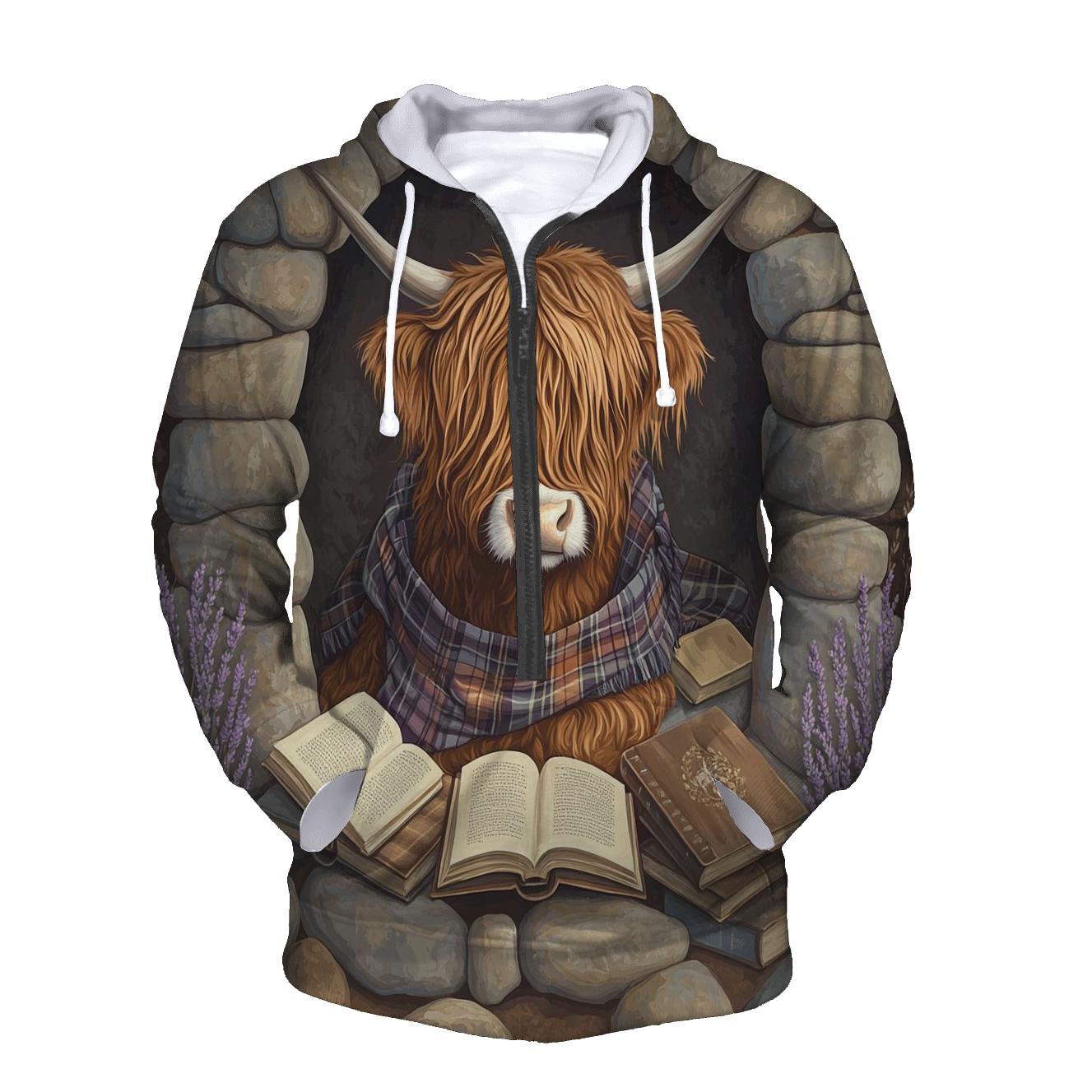 Highland Cow In The Stone Circle Library hoodies fashion