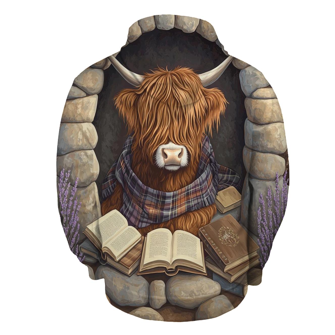 Highland Cow In The Stone Circle Library hoodies fashion