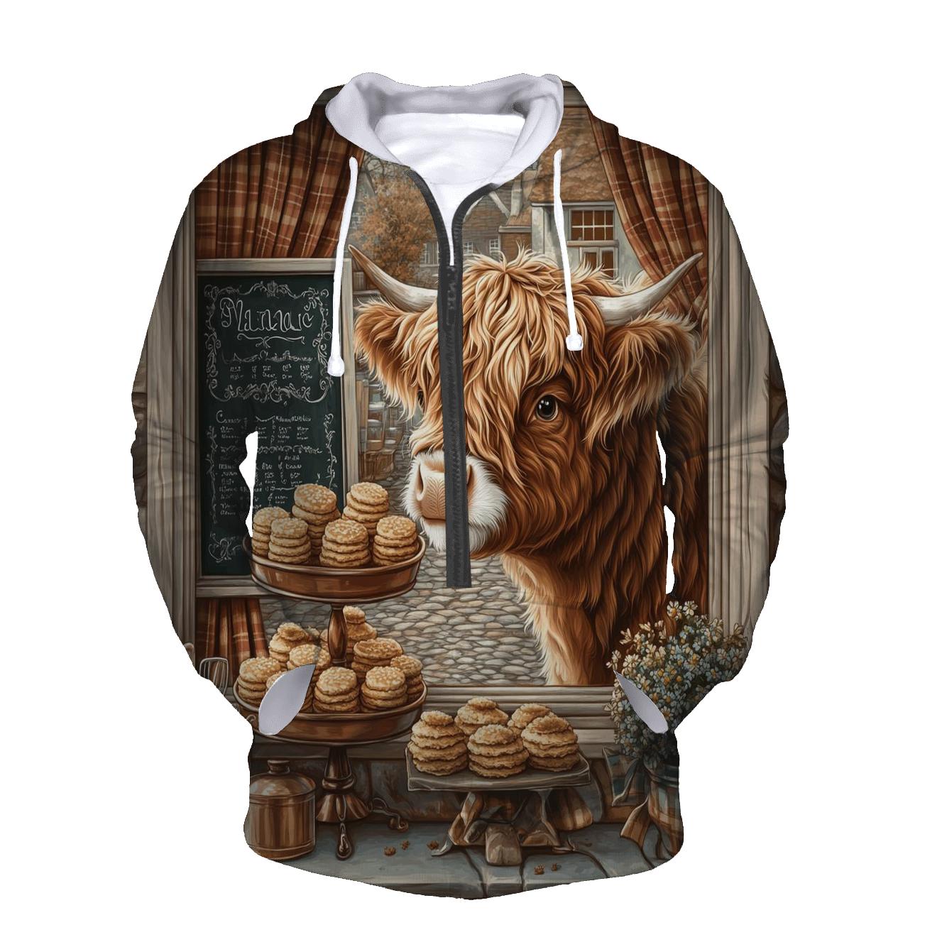 Highland Cow Bakery Window Display hoodie styles