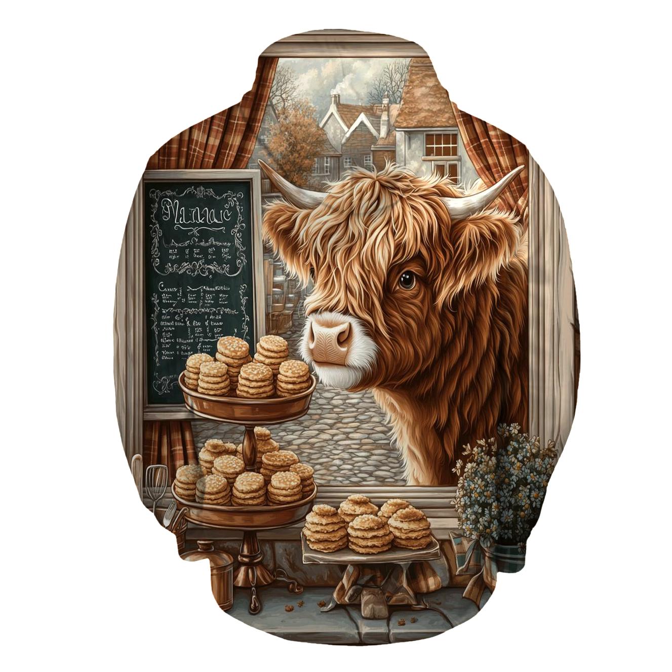 Highland Cow Bakery Window Display hoodie styles
