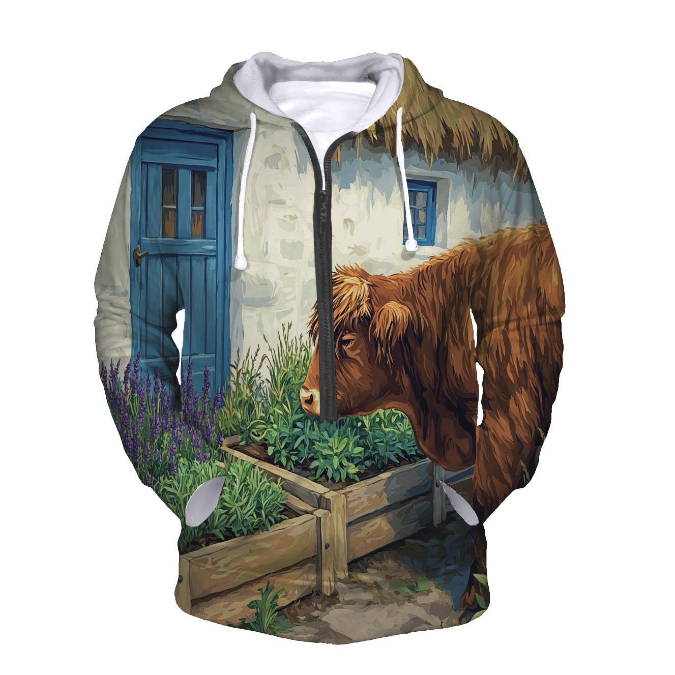 Highland Cow Herb Garden At The Croft graphic hoodies
