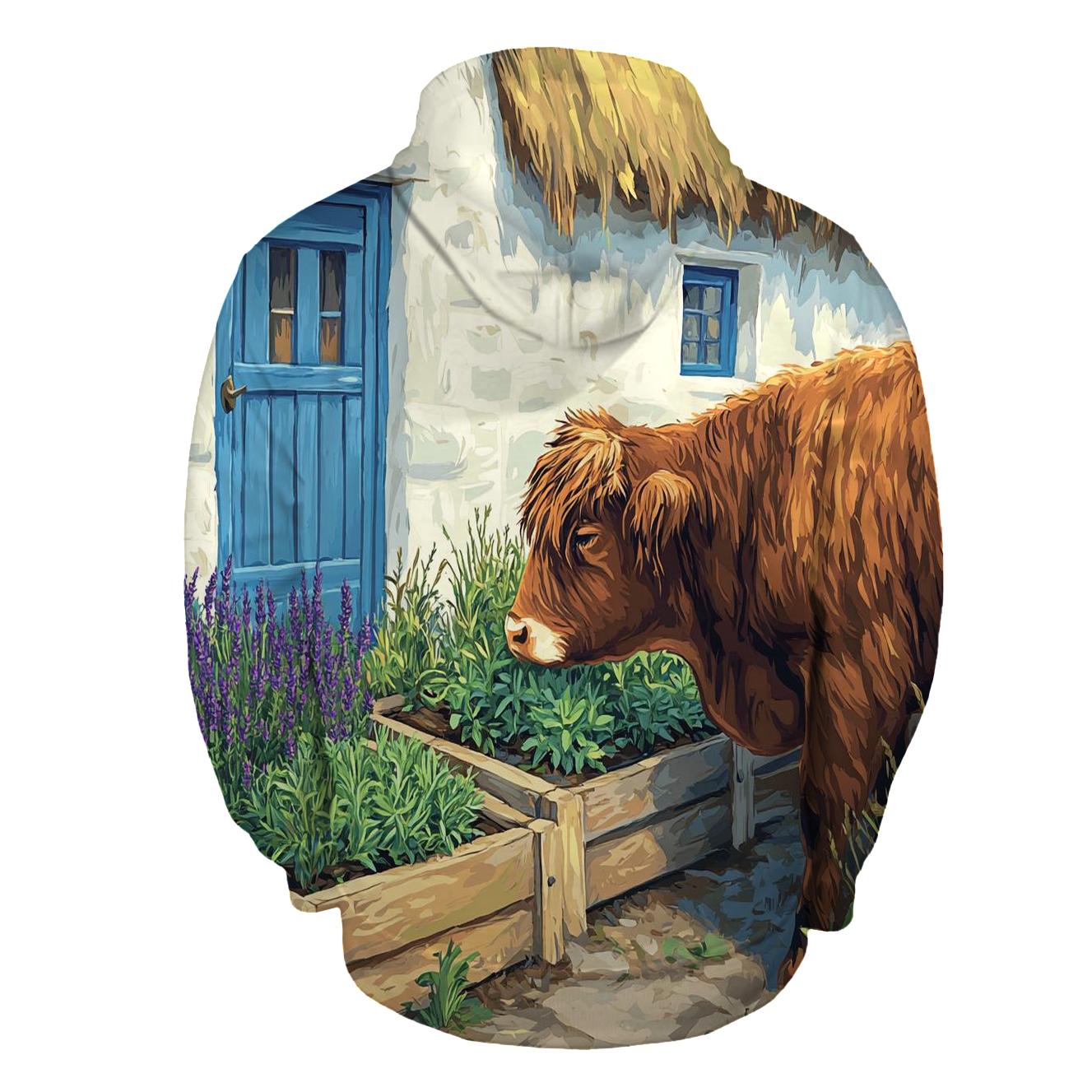 Highland Cow Herb Garden At The Croft graphic hoodies
