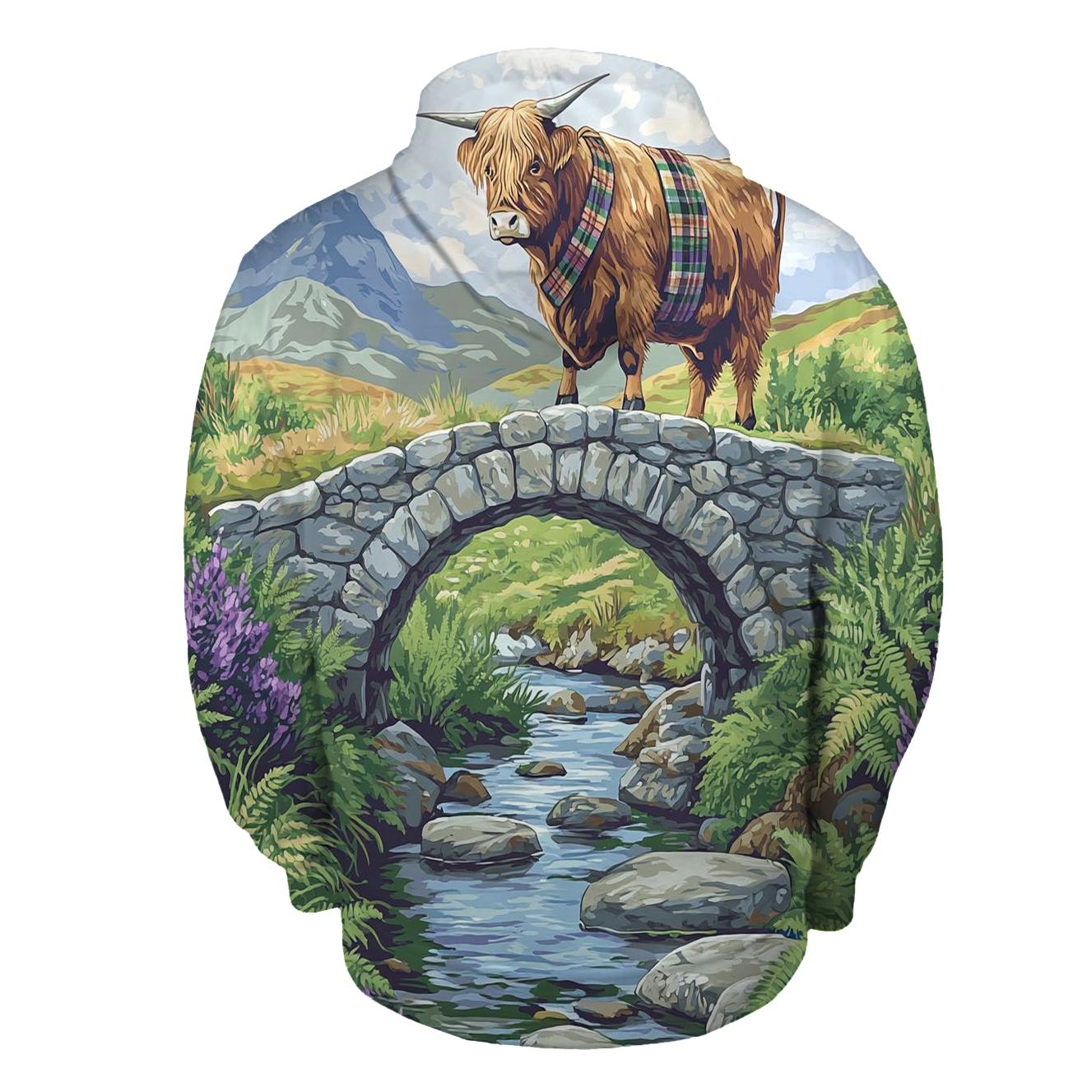 Highland Cow Bridgekeeper At The Glen heavyweight hoodies