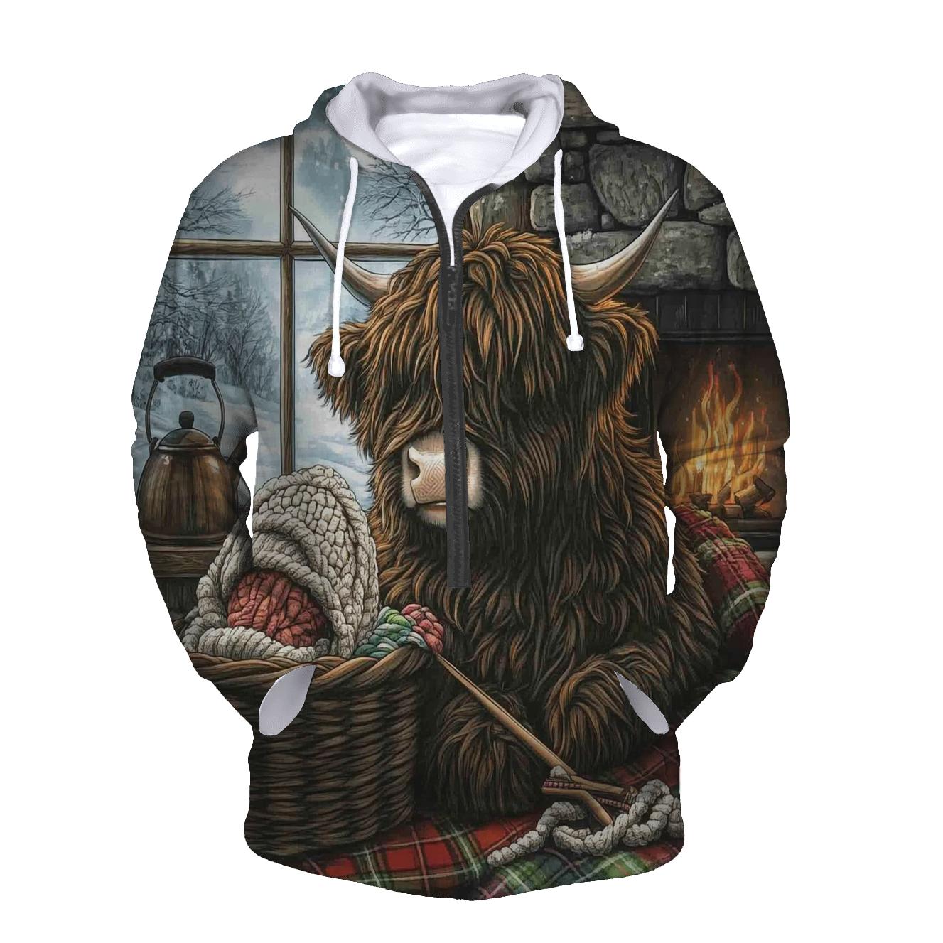 Highland Cow Winter Wool Hat Knitter premium hoodies