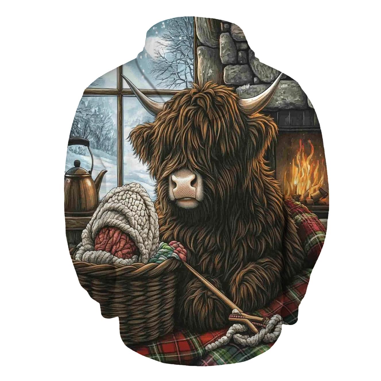 Highland Cow Winter Wool Hat Knitter premium hoodies