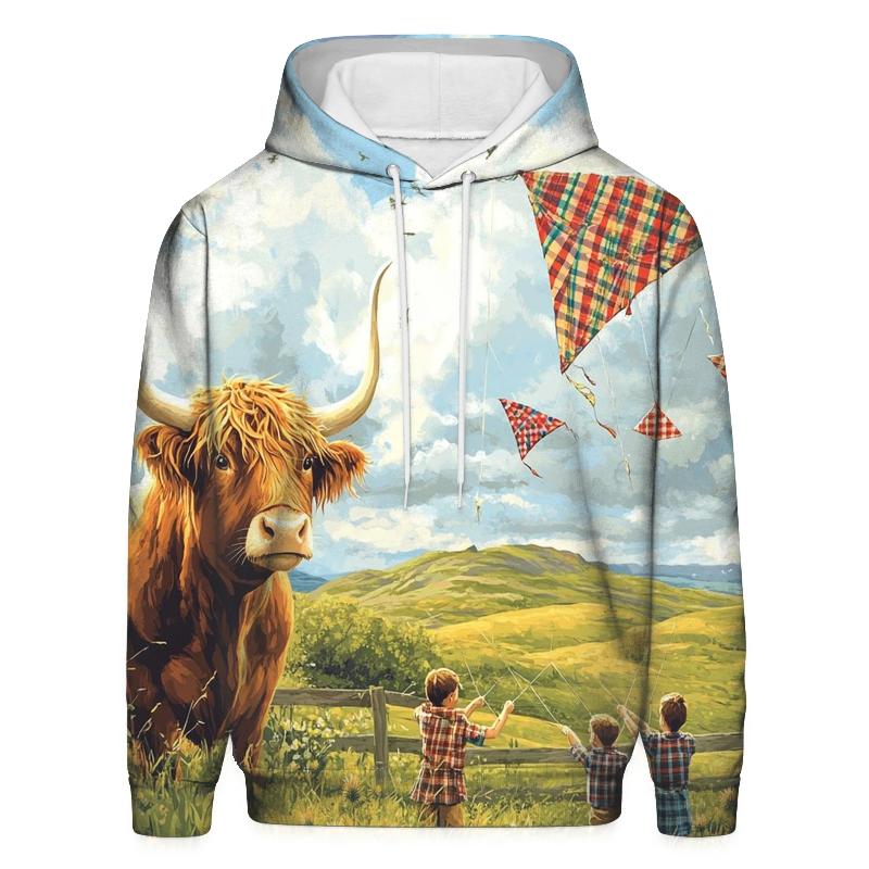 Tartan Kite Workshop Highland Cow hoodie styles