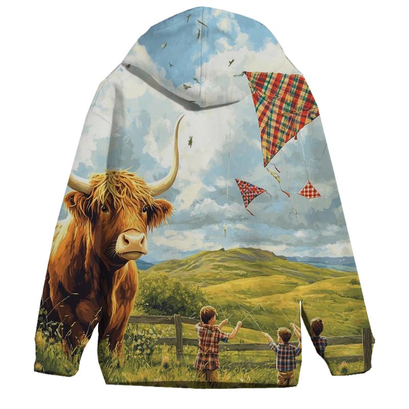 Tartan Kite Workshop Highland Cow hoodie styles