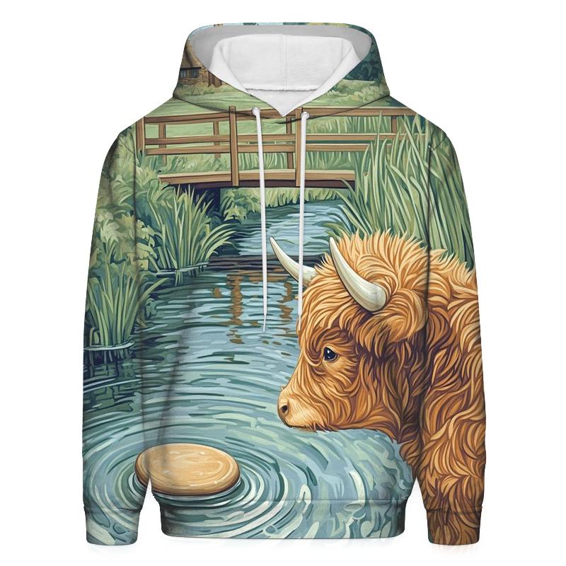 Highland Cow Riverstone Skipping Lesson hoodies fashion