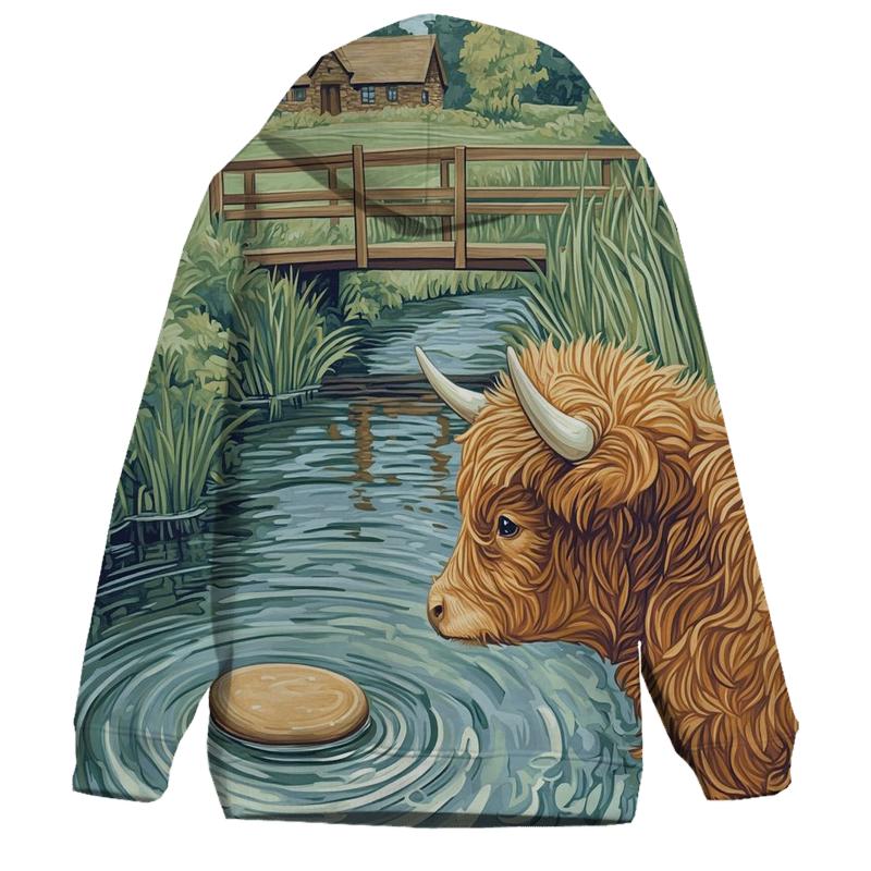 Highland Cow Riverstone Skipping Lesson hoodies fashion