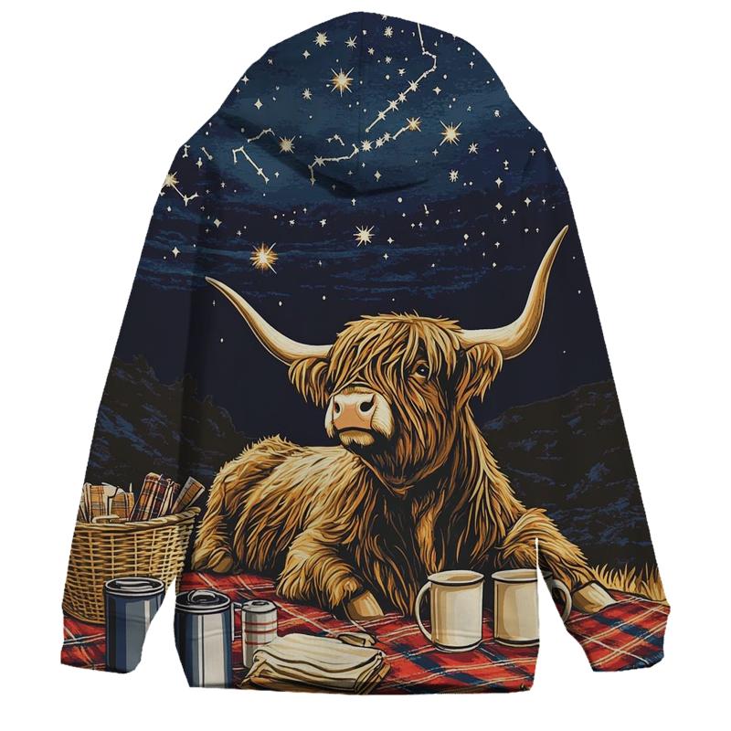 Highland Cow Stargazing Picnic Blanket hoodies fashion