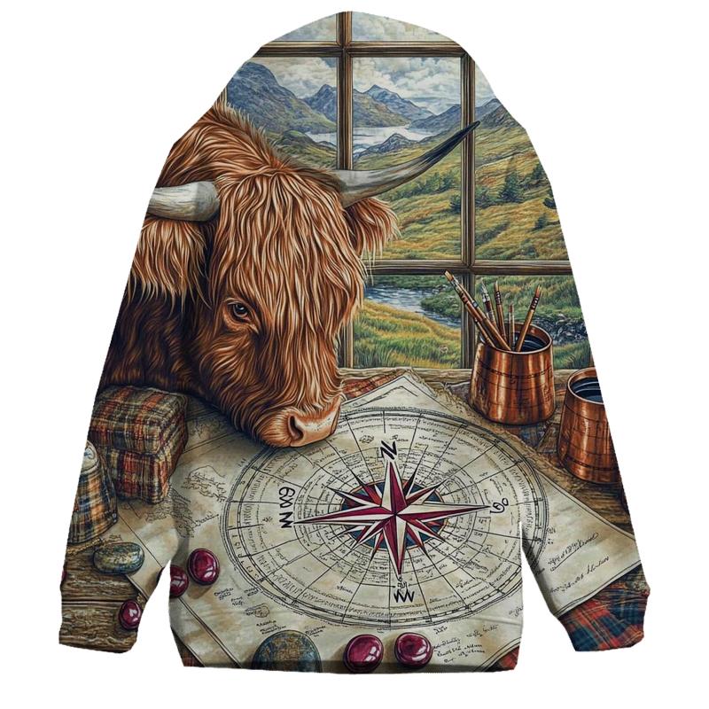 Highland Cow Compass Rose Mapmaker hoodie trends