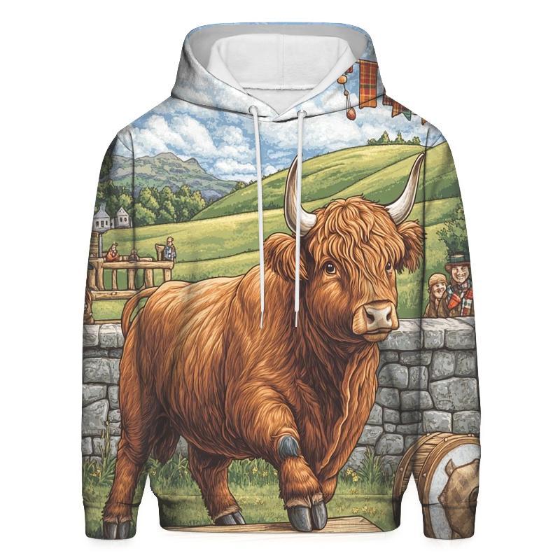 Highland Cow Highland Games Weight Toss hoodie styles