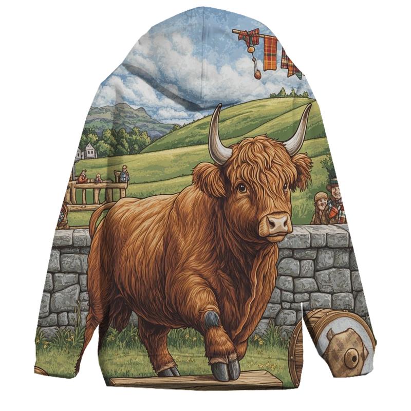 Highland Cow Highland Games Weight Toss hoodie styles