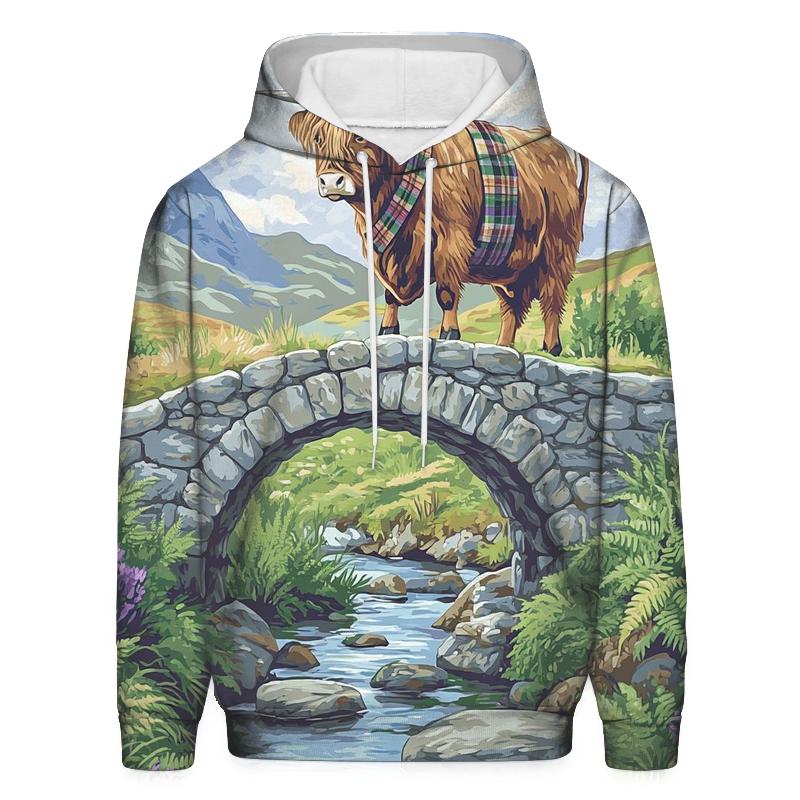 Highland Cow Bridgekeeper At The Glen zip-up hoodies