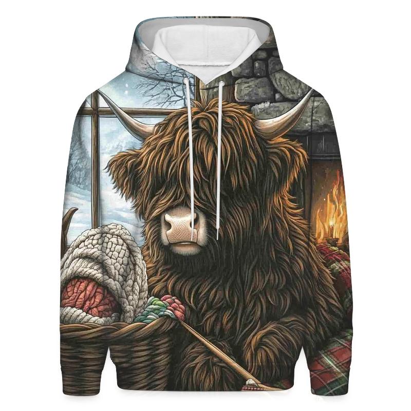 Highland Cow Winter Wool Hat Knitter designer hoodies