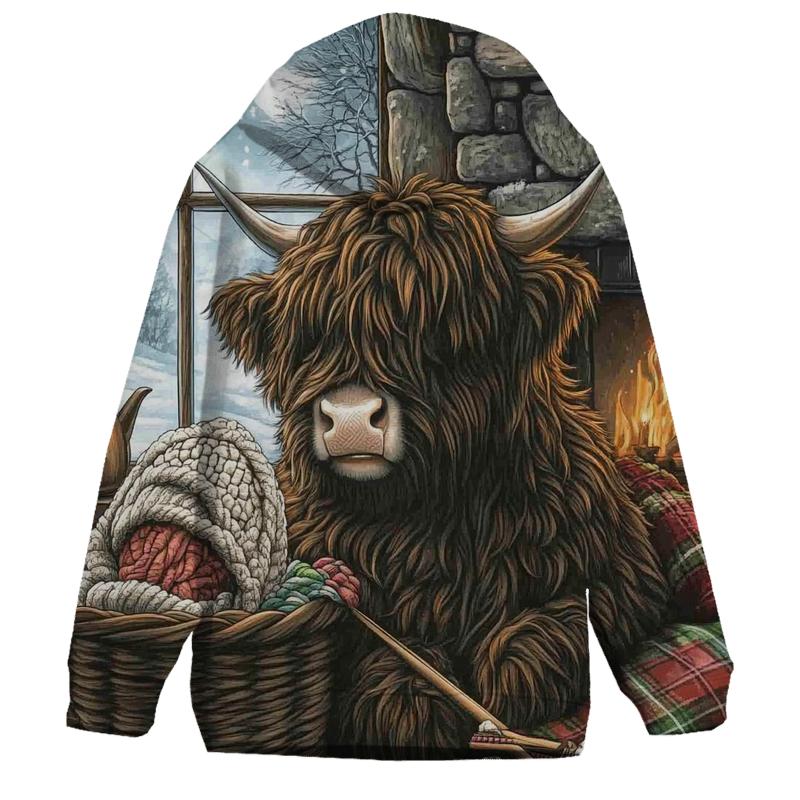 Highland Cow Winter Wool Hat Knitter designer hoodies