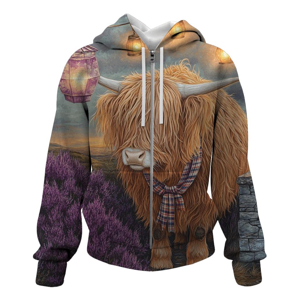 Highland Cow Lantern Festival On The Moor pullover hoodies
